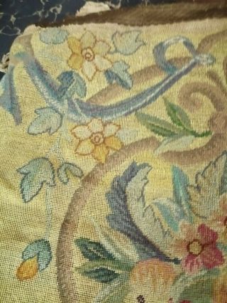 Antique 19c Aubusson French Net Hand Woven Embroidery Tapestry 36 