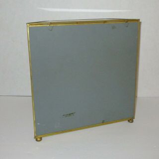 Display case curio cabinet vintage glass brass mirrored table top or wall hang 3