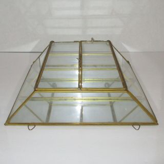 Display case curio cabinet vintage glass brass mirrored table top or wall hang 4