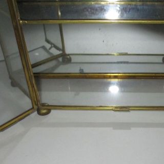 Display case curio cabinet vintage glass brass mirrored table top or wall hang 6