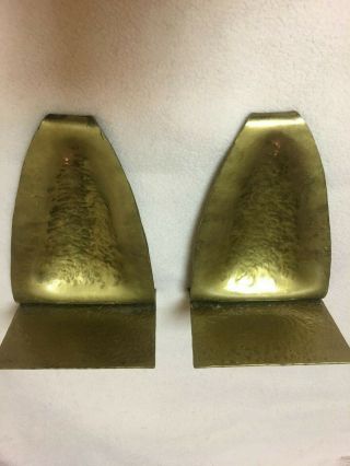 Arts & Crafts Hammered Brass Bookends Signed ETC Fish Tioga PA 4