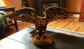 Carved Wood Gilt Gilded American Eagle Vintage 2