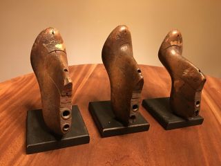 3 Antique Shoe Form/mold Bookends