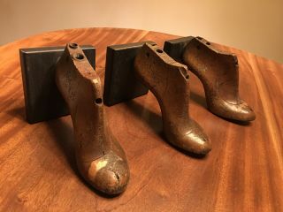 3 Antique Shoe Form/Mold Bookends 4