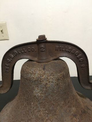 ANTIQUE 1880s CAST IRON BELL C.  S.  BELL CO.  NO.  2 HILLSBORO OHIO 2