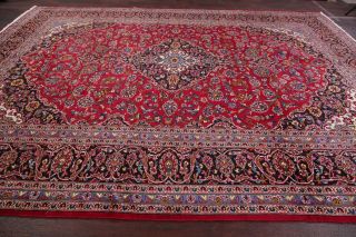 Vintage Traditional Floral Red Area Rug Hand - Knotted Oriental Wool Carpet 10x13