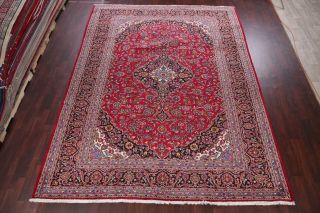 VINTAGE Traditional Floral RED Area Rug Hand - Knotted Oriental Wool Carpet 10x13 3