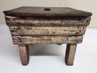 Antique Primitive Wood Bench Step Stool Garden Seat Rustic Decor Paint