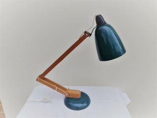 Vintage Retro Maclamp By Conran Habitat Desk Lamp Dark Green Wooden Arm