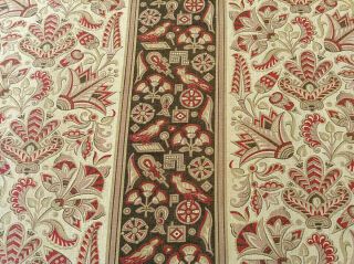 Antique French fabric printed cotton upholstery Arts and Crafts stlye 1880 - 90 2