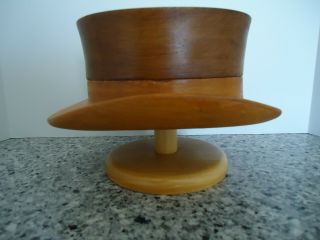 Mens Hat Making Mold Block Form Vintage Millinery Hard Wood Store Display Stand