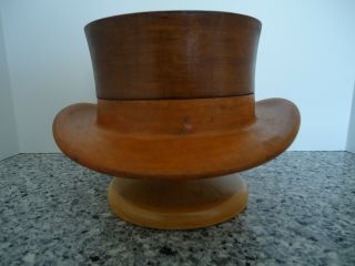 Mens Hat Making Mold Block Form Vintage Millinery Hard Wood Store Display Stand 3