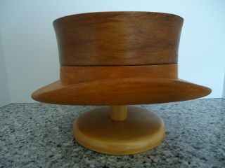 Mens Hat Making Mold Block Form Vintage Millinery Hard Wood Store Display Stand 4
