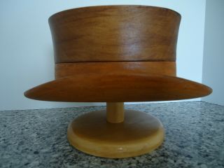 Mens Hat Making Mold Block Form Vintage Millinery Hard Wood Store Display Stand 6