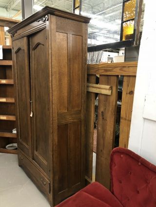Antique Marstall Oak Solid Wood Cupboard Armoire Cabinet Wardrobe Made In USA 3