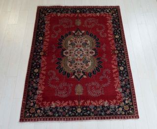 6.  2x4.  6ft Antique Hand - Knotted Persian Tribal Area Rug,  Floral Red Vintage Rug 2