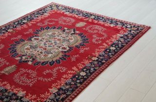 6.  2x4.  6ft Antique Hand - Knotted Persian Tribal Area Rug,  Floral Red Vintage Rug 7