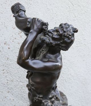Antique Bronze dancing SATUR Piper Faun Art Nouveau Figurine Sculpture grape LG 3