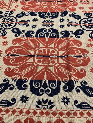 Vintage Antique Knox County Ohio 1853 Jacquard Coverlet Named 5