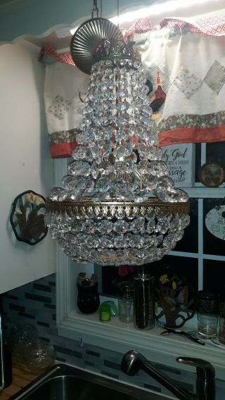 Antique French Empire Crystal Basket Chandelier