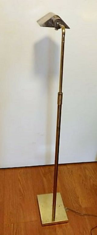 Koch,  Lowy Mid Century Brass Tent Shade Adjustable Pharmacy Floor Lamp Circa 60 3