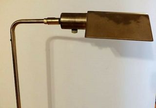 Koch,  Lowy Mid Century Brass Tent Shade Adjustable Pharmacy Floor Lamp Circa 60 8