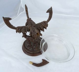 Antique Swiss Black Forest Wood Carving - Ibex with a Glass Cup 2