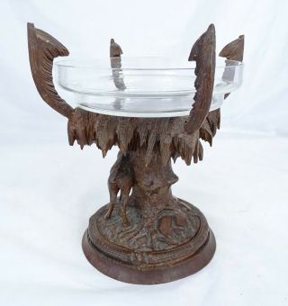 Antique Swiss Black Forest Wood Carving - Ibex with a Glass Cup 6