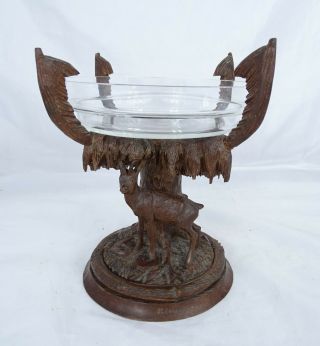 Antique Swiss Black Forest Wood Carving - Ibex with a Glass Cup 8