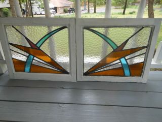 PLA - 313 Pretty Art Deco Leaded Stained Glass Windows F/England 2 Windows 1 Price 2
