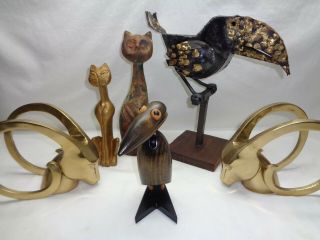 VTG DANISH MOD BIRD FIGURE Business / Recipe Card Holder Art Deco Hagenauer Era 3