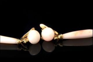 ANTIQUE VICTORIAN 18K GOLD ANGEL SKIN CORAL DROP EARRINGS A37255 2