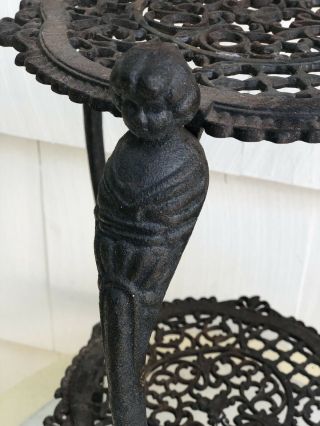 Rare Antique French Cast Iron Garden End Side Table Plant Stand 3