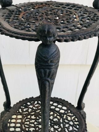 Rare Antique French Cast Iron Garden End Side Table Plant Stand 8
