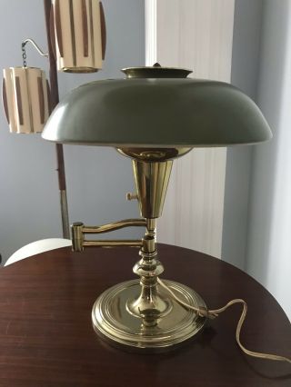 Vintage Mid Century Modern Laurel Brass Swinging Arm Table Lamp MCM Light Atomic 2