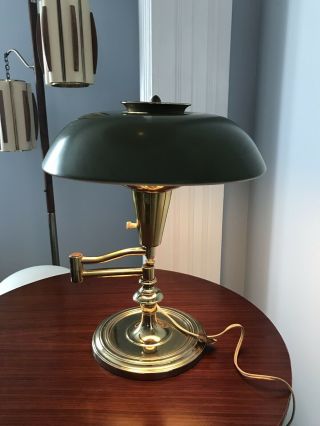 Vintage Mid Century Modern Laurel Brass Swinging Arm Table Lamp MCM Light Atomic 4