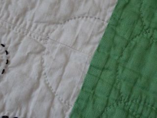 VINTAGE 30s Green & White Applique Butterfly QUILT Provenance 10
