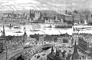 LONDON 1616 & 1890 HUGE PANORAMIC BIRDS - EYE VIEWS Over 125 Years Old 12