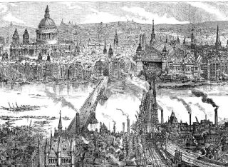 LONDON 1616 & 1890 HUGE PANORAMIC BIRDS - EYE VIEWS Over 125 Years Old 9