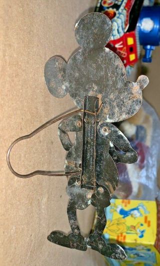 Early 1930 ' s MICKEY MOUSE W SAXOPHONE MECHANICAL TIN TOY GERMANY DISNEY 2