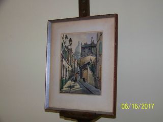 Segui Listed French Artist Water Color Paris Street Scene Painting