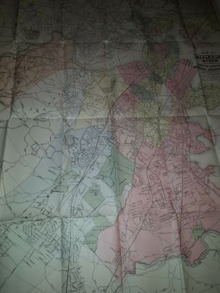 Large 1888 Boston City Plan Map Railways Colored trains railroads 4