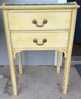 Vintage Wood Wooden Sewing Stand End Table Chest Cabinet Nightstand Mid Century