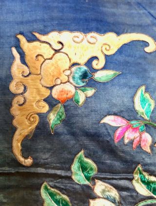 Antique Chinese Silk Hand Embroidered Panel Early 20th Century 5