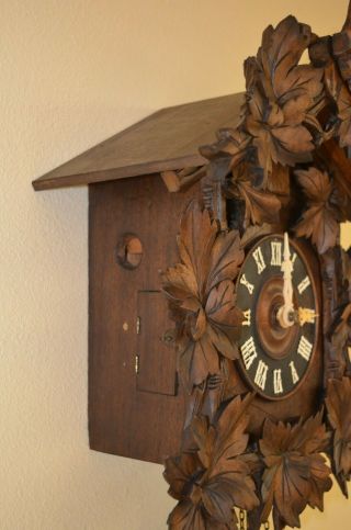 ANTIQUE GERMAN BLACK FOREST CUCKOO CLOCK with a IBEX GOAT on top 8