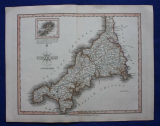 Antique Map Cornwall,  John Cary,  1809