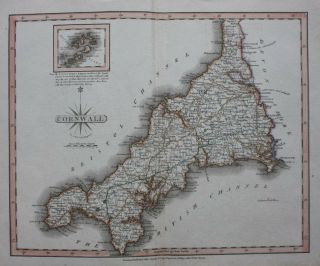 antique map CORNWALL,  John Cary,  1809 2
