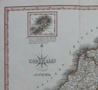 antique map CORNWALL,  John Cary,  1809 3