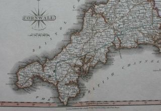 antique map CORNWALL,  John Cary,  1809 4