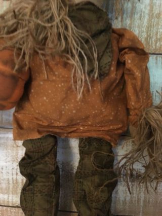 Primitive Grungy Scarecrow with his pumpkin Doll Halloween Fall 26 